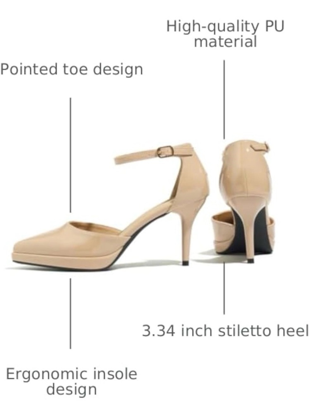 Stiletto Heeled Sandals Pumps Pointed Toe Shoes for Women 9.5 - Picture 8 of 8